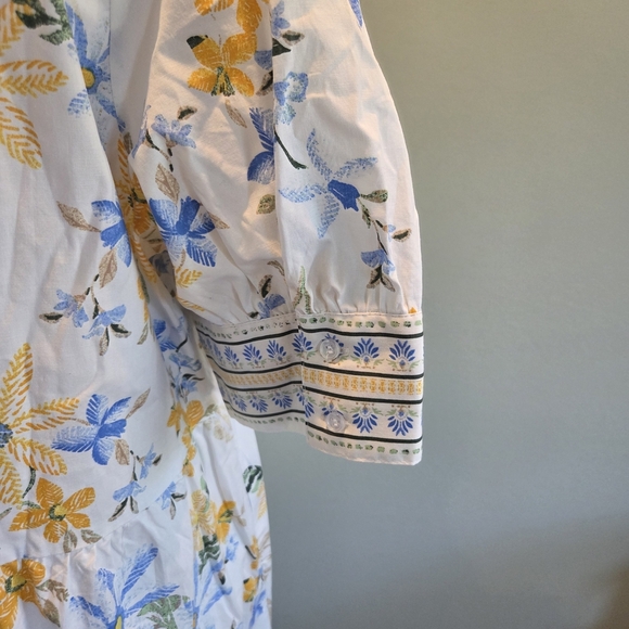 Crown & Ivy White Yellow Floral Tiered Midi Shirt Dress XXL - Picture 11 of 15
